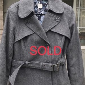 Grey trench style cropped pea coat